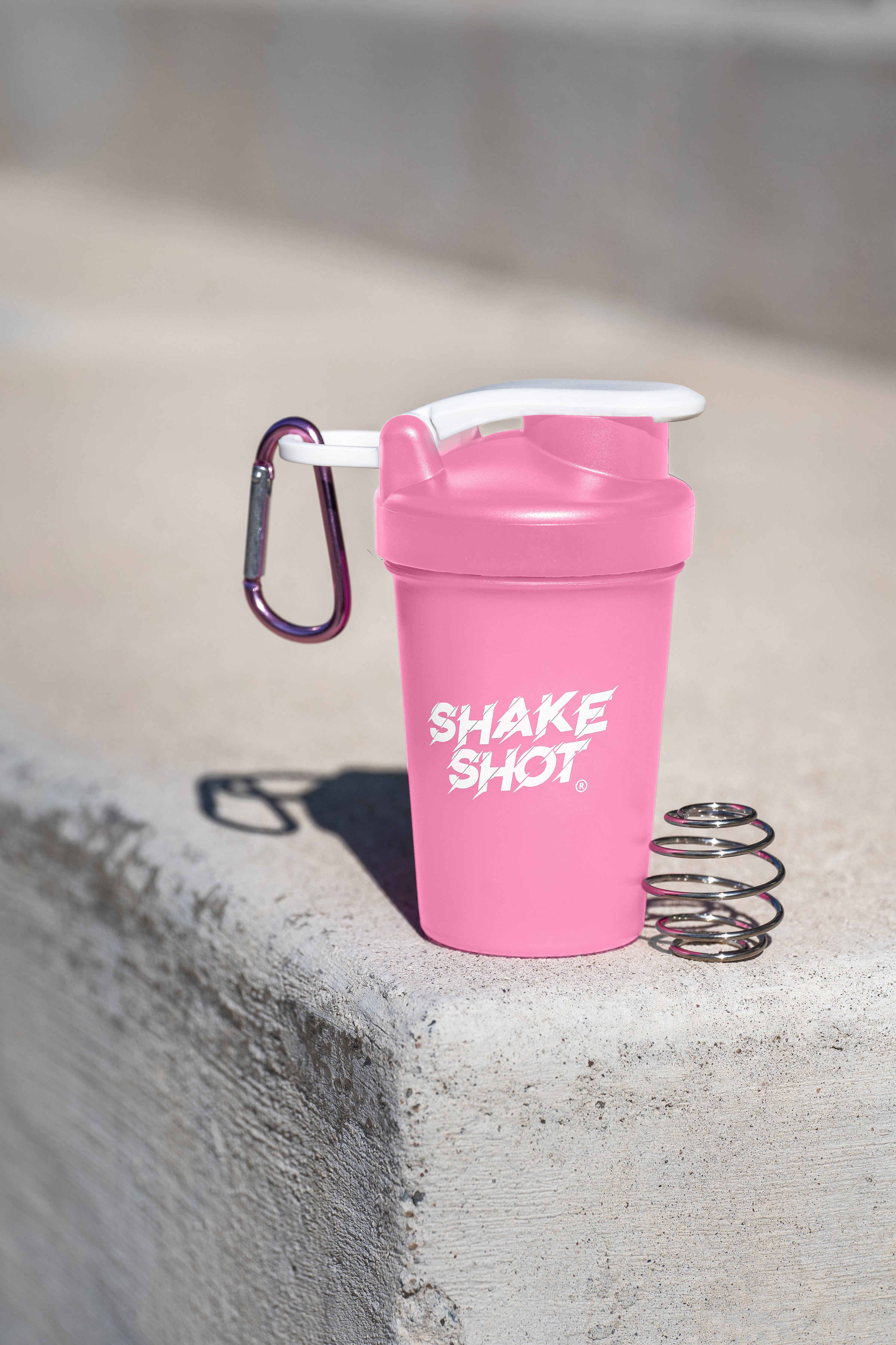 Shake Shot 4 oz Pink Mini Pre-workout & Supplement Bottle with Clip & Shaker Ball