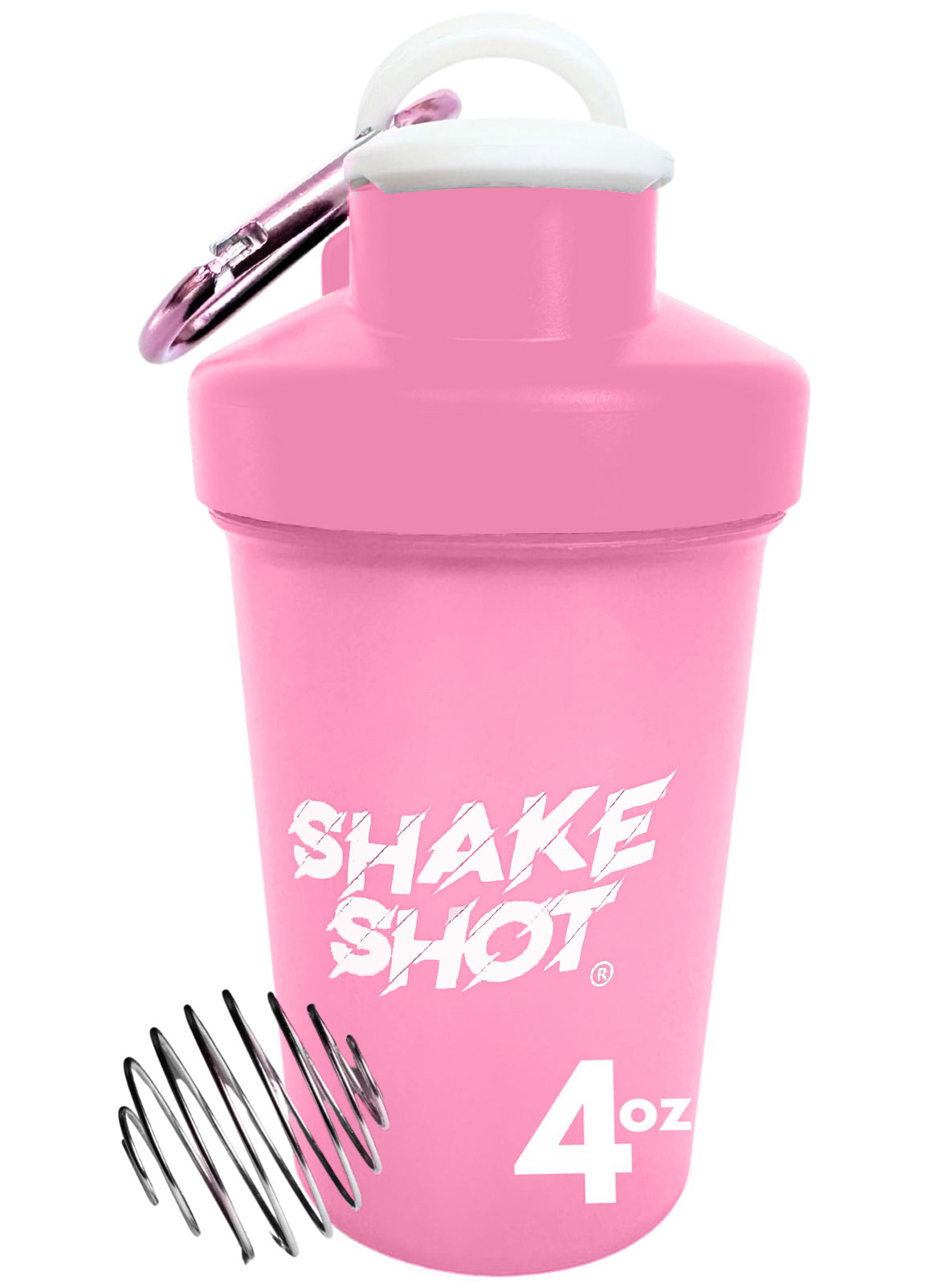 Shake Shot 4 oz Pink Mini Pre-workout & Supplement Bottle with Clip & Shaker Ball