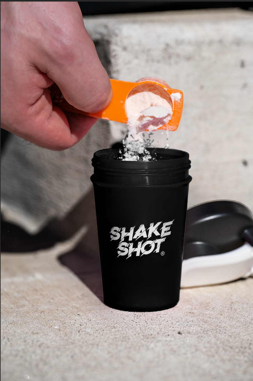 Shake Shot 4 oz Black Mini Pre-workout & Supplement Bottle with Clip & Shaker Ball