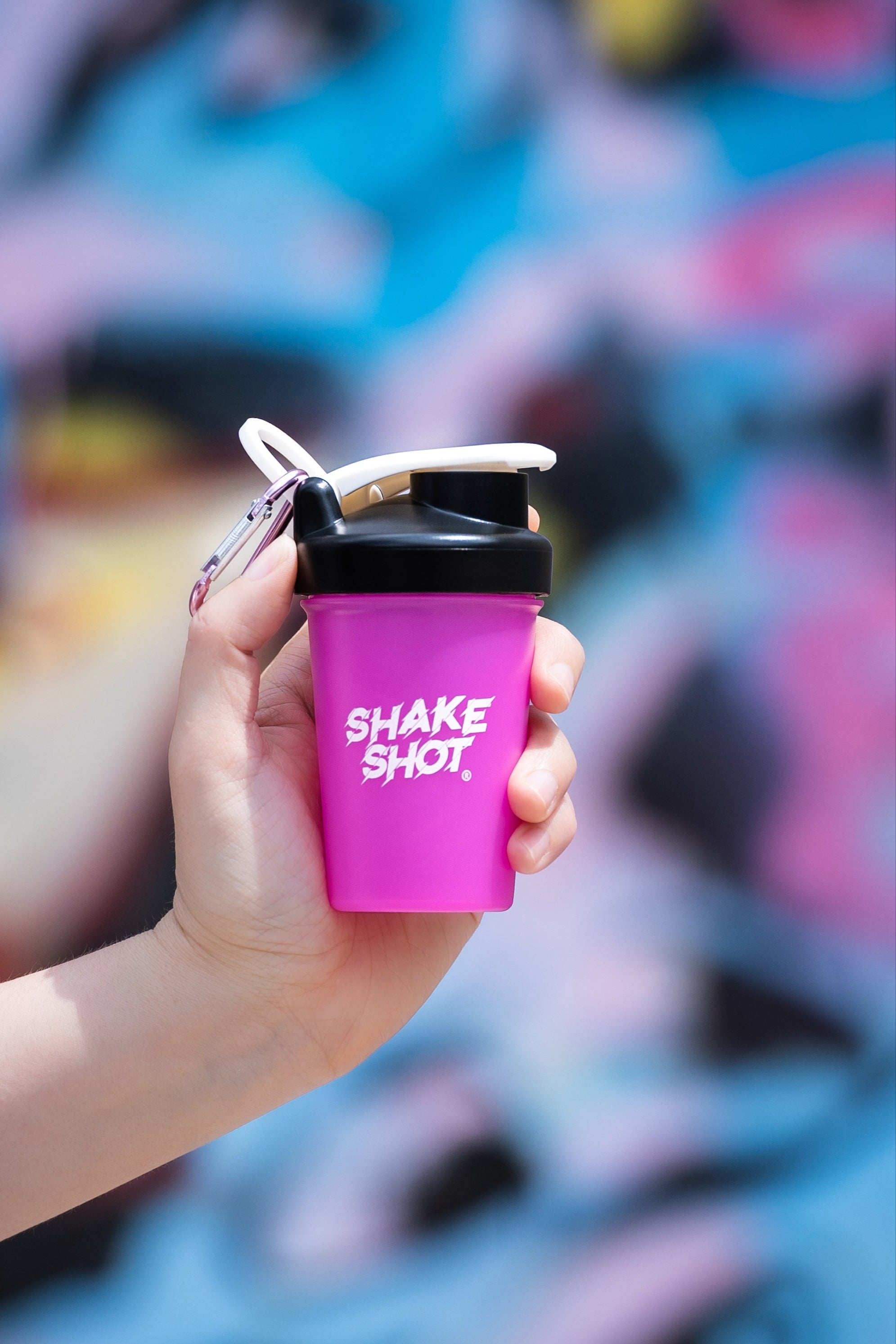 Shake Shot 4 oz Pink/Black Mini Pre-workout, Creatine, Collagen & Supplement Shaker Bottle with Clip & Shaker Ball BPA Free