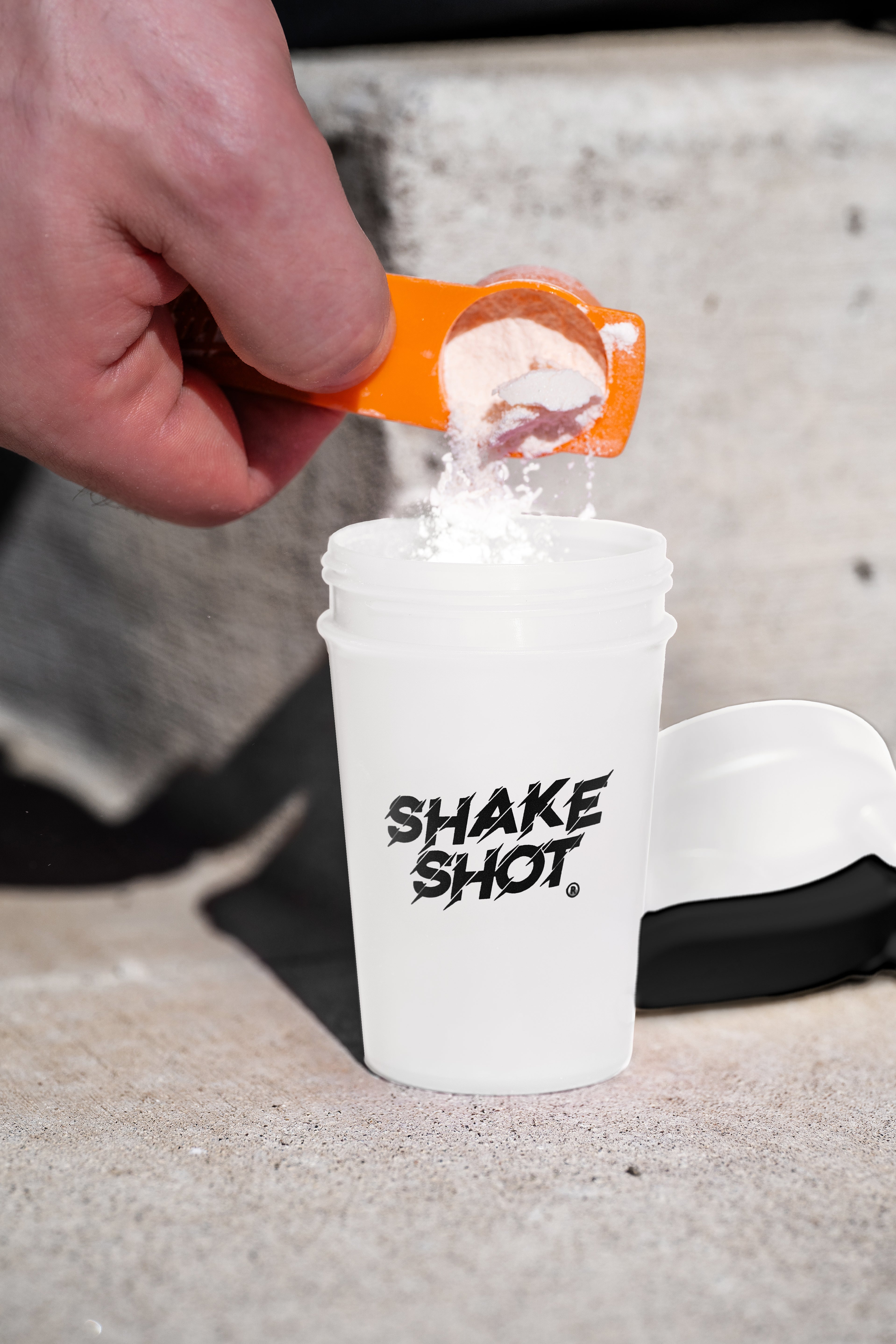 Shake Shot 4 oz White Mini Pre-workout & Supplement Bottle with Clip & Shaker Ball