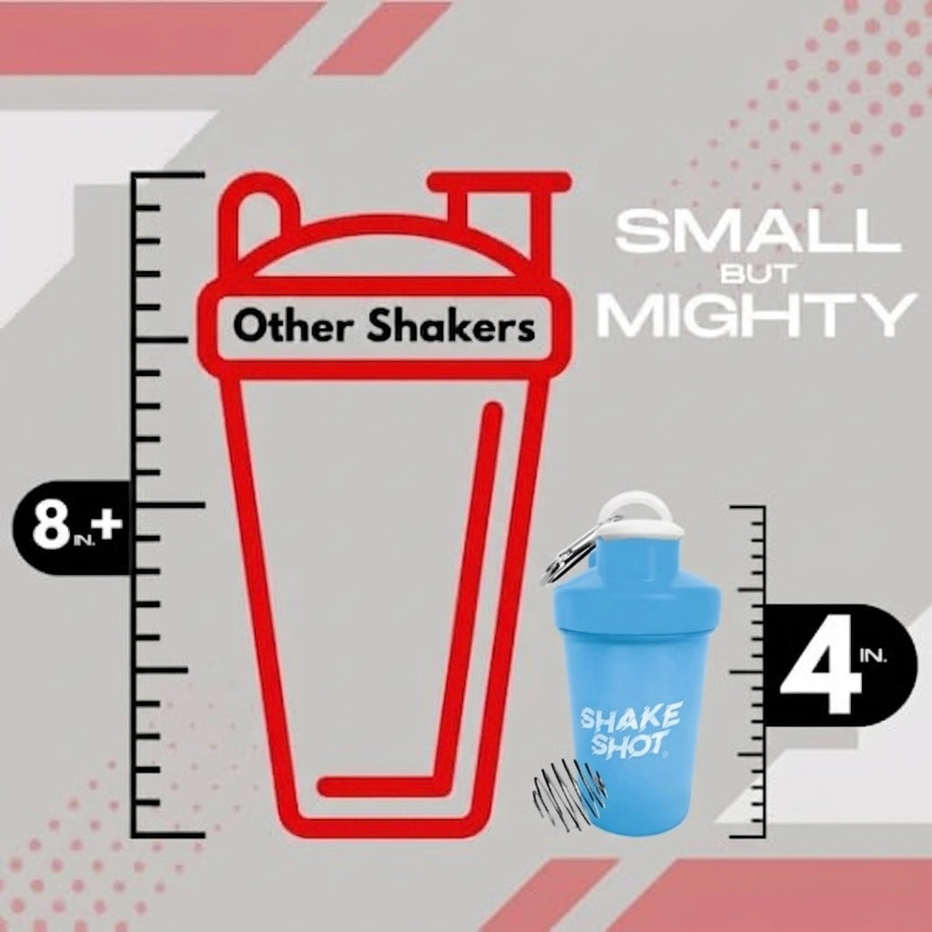 Shake Shot 4 oz Blue Mini Pre-workout & Supplement Bottle with Clip & Shaker Ball