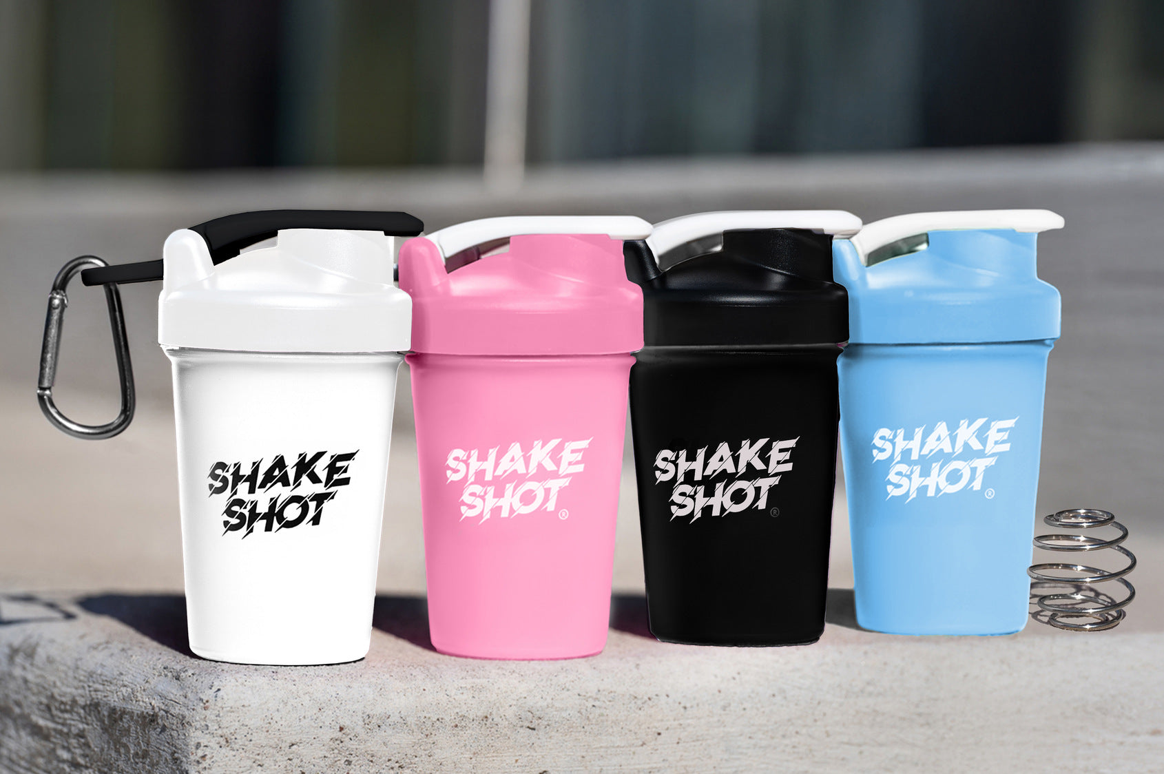Shake Shot Variety Packs 4 oz Mini Pre-workout & Supplement Bottle with Clip & Shaker Ball