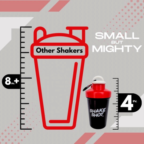  Shake Shot 2.0 Combo - Black/Red + Pink/Black - 4oz Mini Shaker  Bottle for Pre Workout, Creatine, & Small Scoop Supplements (Not for Protein)  Carabiner & Shaker Ball Included : Home
