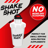 Bote Mini de 4 oz Shake Shot para Pre-entreno y Suplementos con Clip y Bola Mezcladora