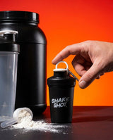 Shake Shot 4 oz Mini Shaker Bottle — Pre-Workout & Supplement Cup with Clip & Shaker Ball, Black